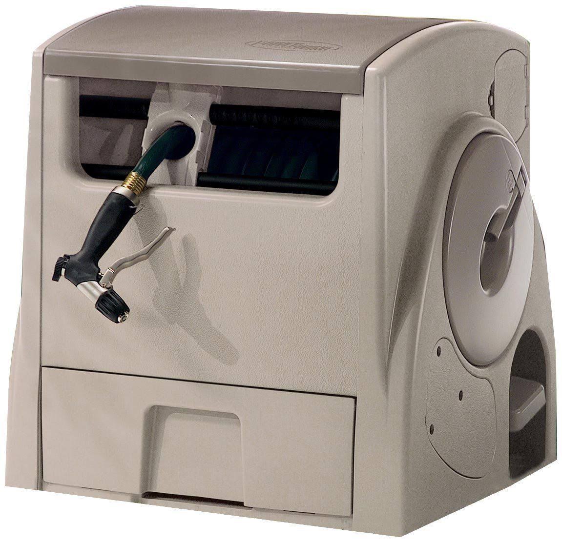 Suncast 100& Auto Power Rewind Hose Reel, Gray