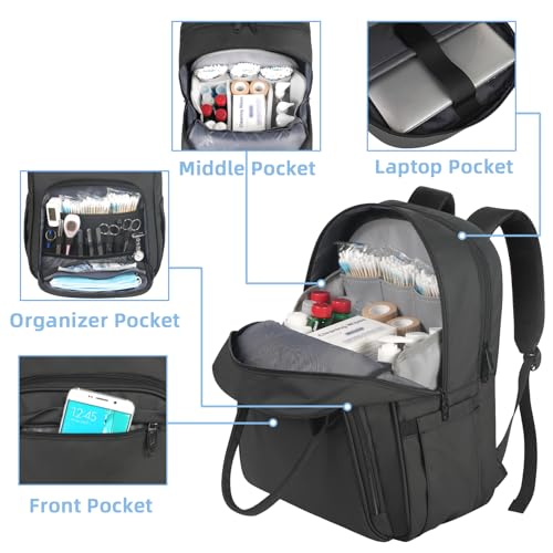 Nurse Backpack Waterproof Padded Medical Tote Bag with Removable Organizer a7