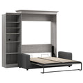 Bestar Versatile Engineered Wood Queen Murphy Bed with Sofa & Organizer in Gray