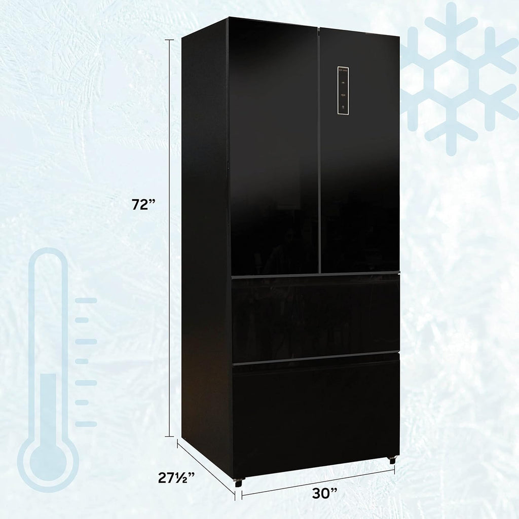 RV Refrigerator 110V Frost Free French Doors 30 Inch Black Glass Front k7