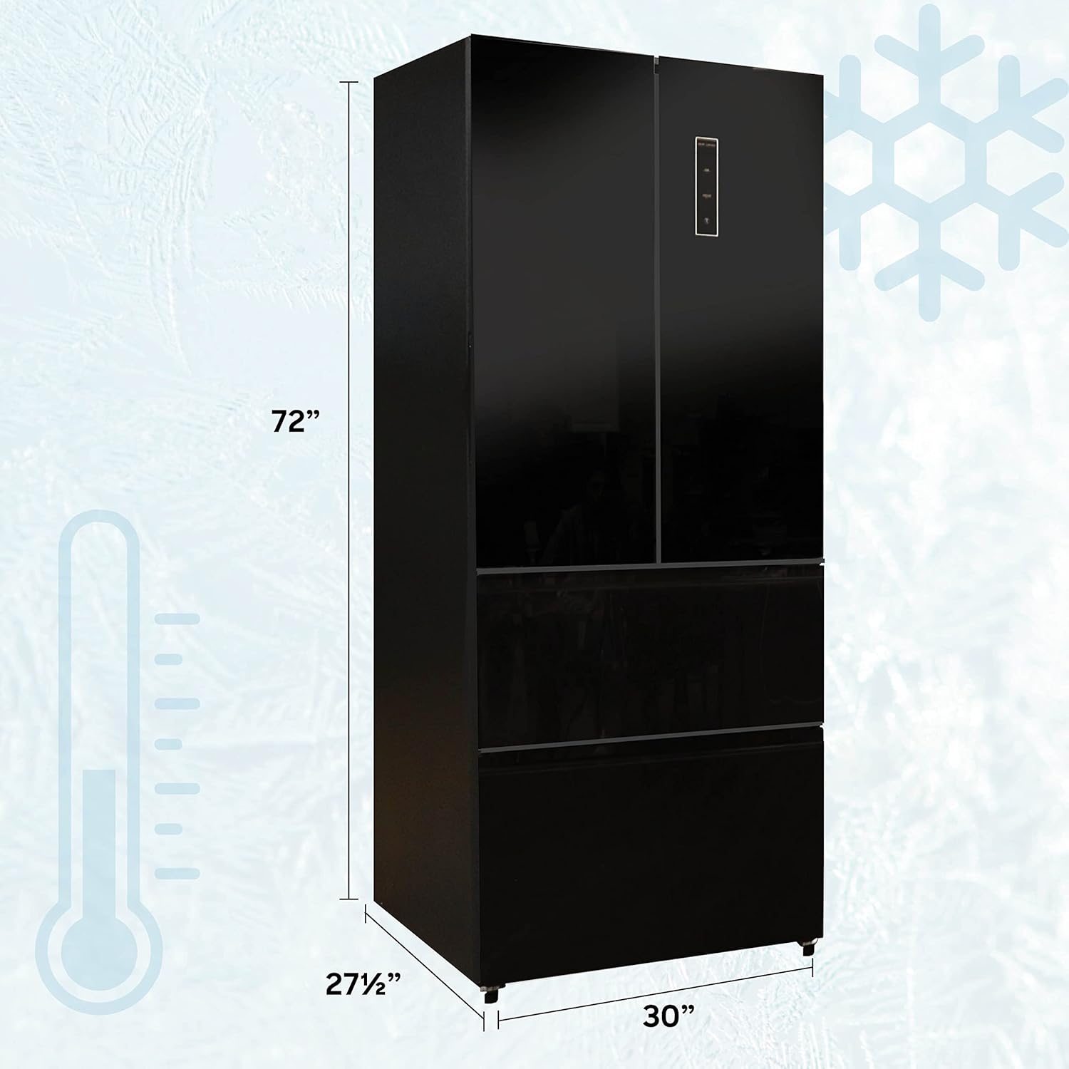 RV Refrigerator 110V Frost Free French Doors 30 Inch Black Glass Front k7