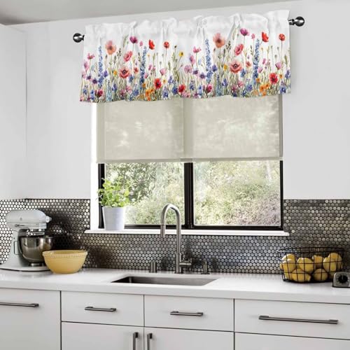 Floral Window Valance Rod Pocket 42x12 Inch a7