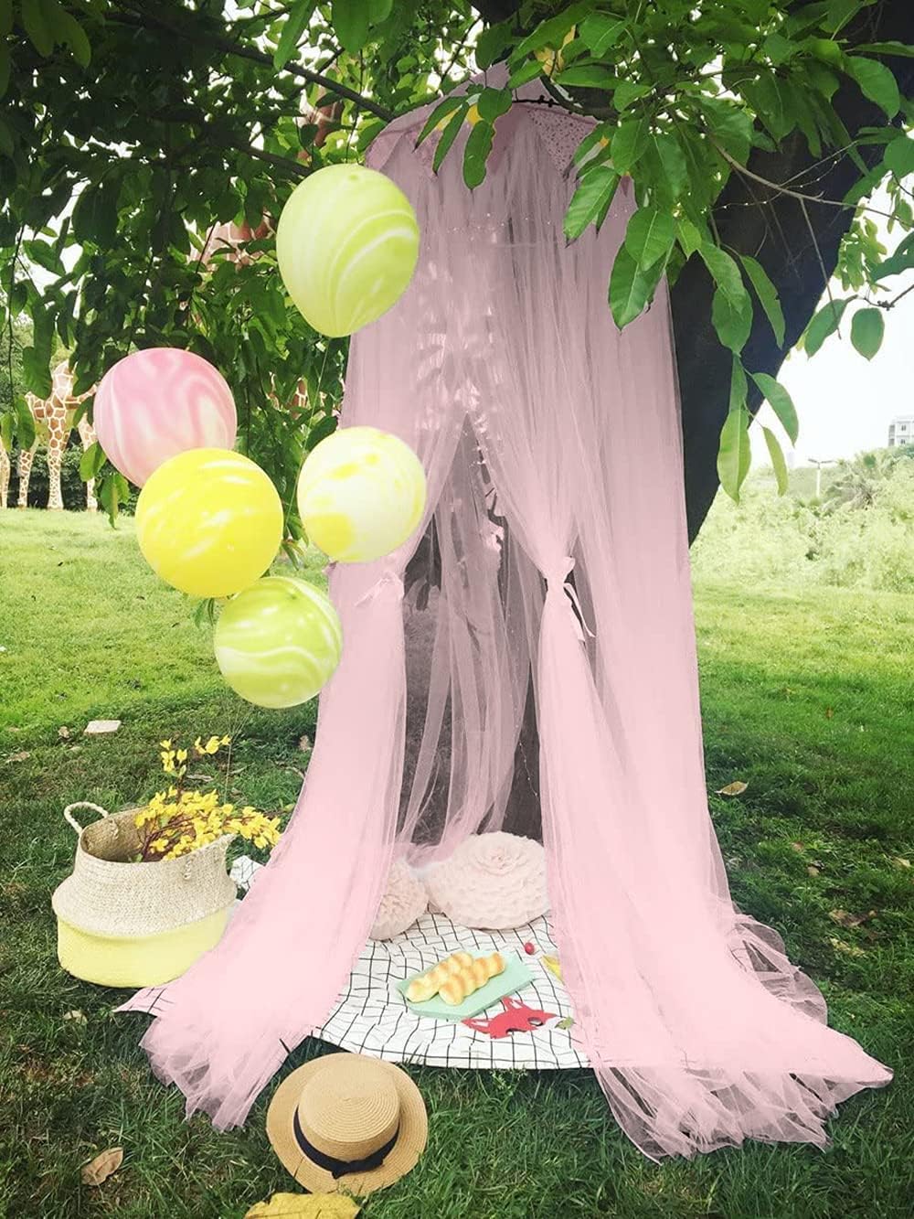 Bed Canopy Round Lace Mosquito Net Play Tent Hanging Decoration Pink Small k7