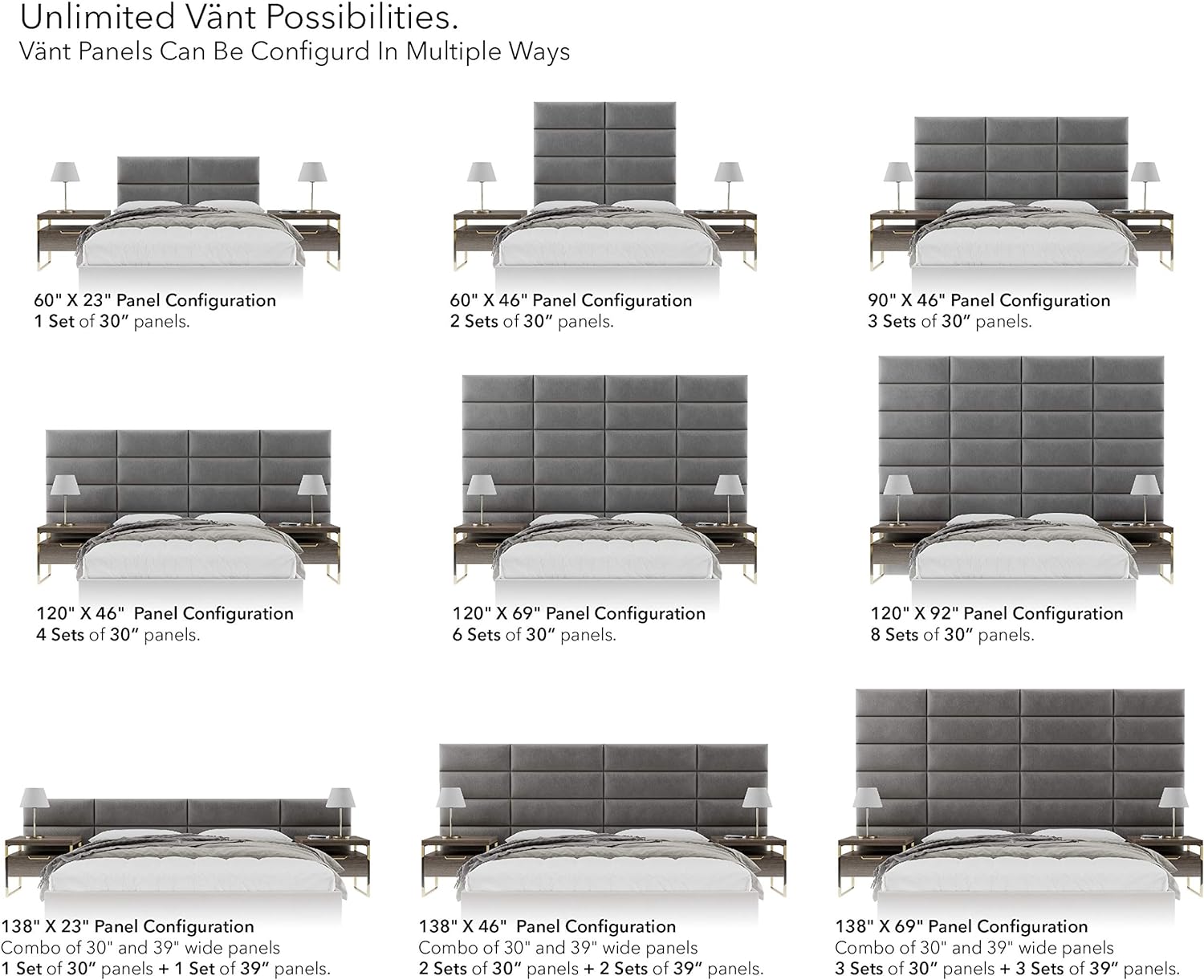 Micro Suede Upholstered Headboard Panels Queen Full Set of 4 k7
