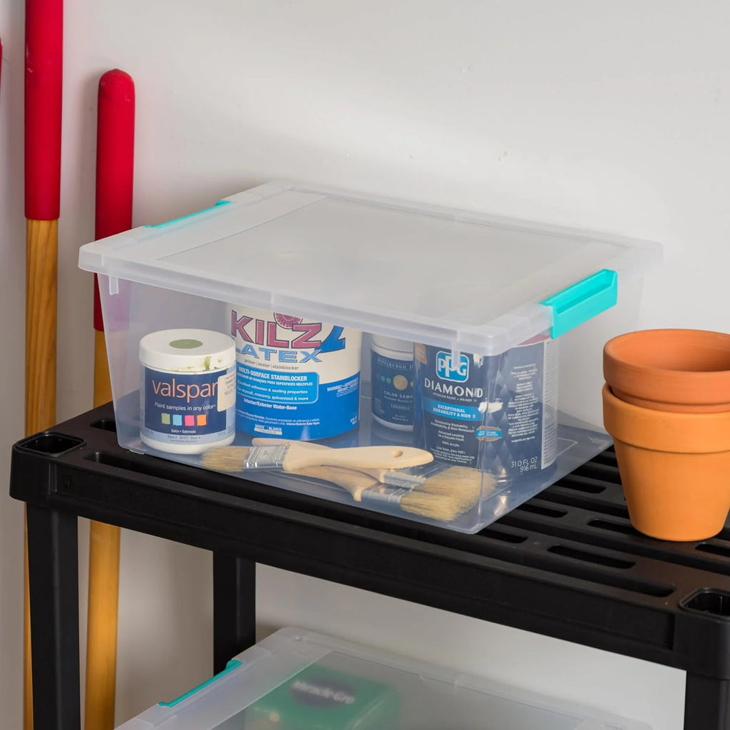 Plastic 12 Qt Storage Bins, 4 Pack k7