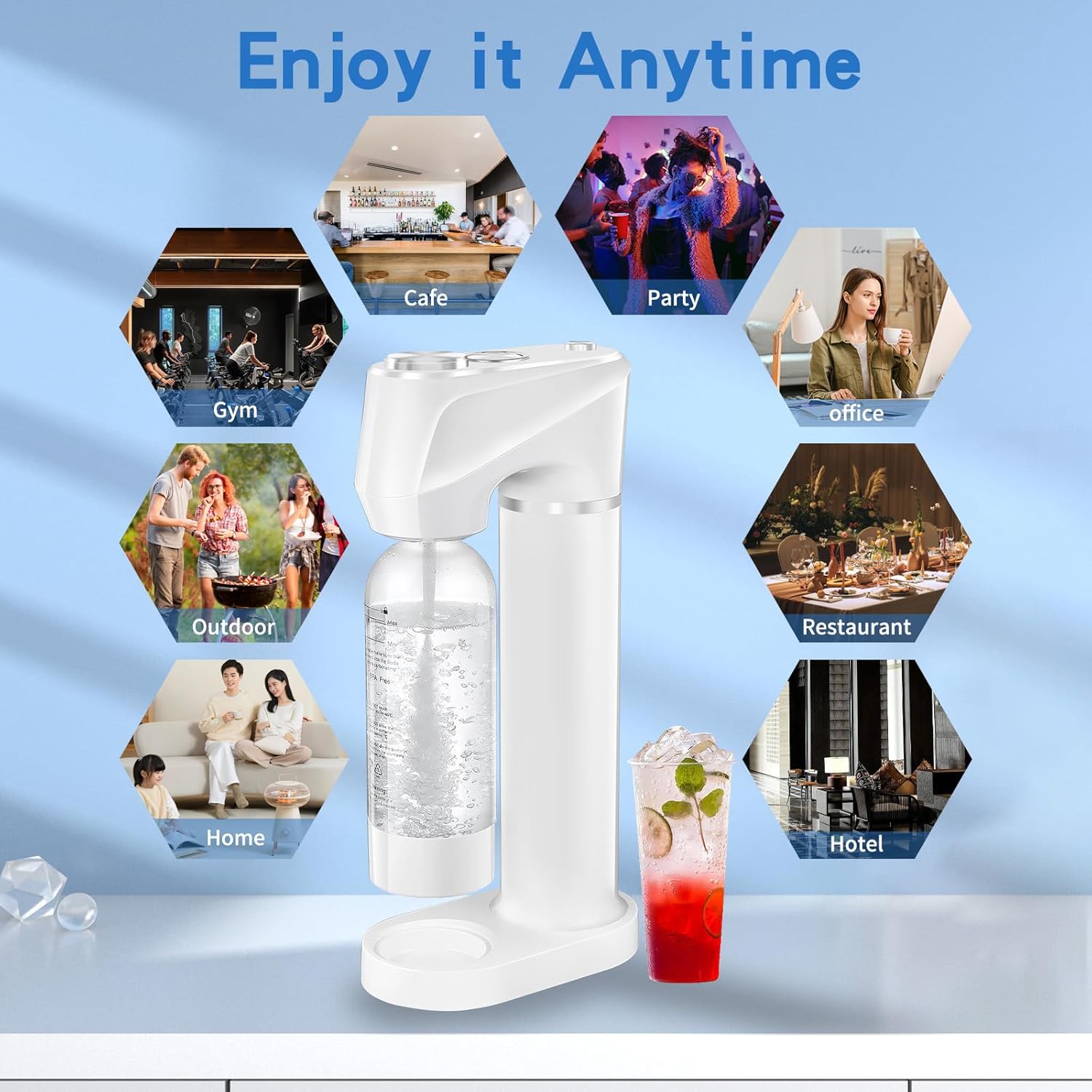 Soda Maker for Home with 1L BPA Free Bottle White k7