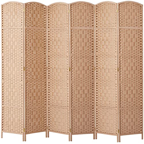 Room Divider 8 Panel Folding Privacy Screen 6ft Portable Light Beige k7