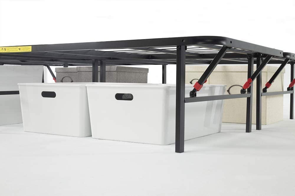 Foldable Metal Platform Bed Frame Queen Black 7k