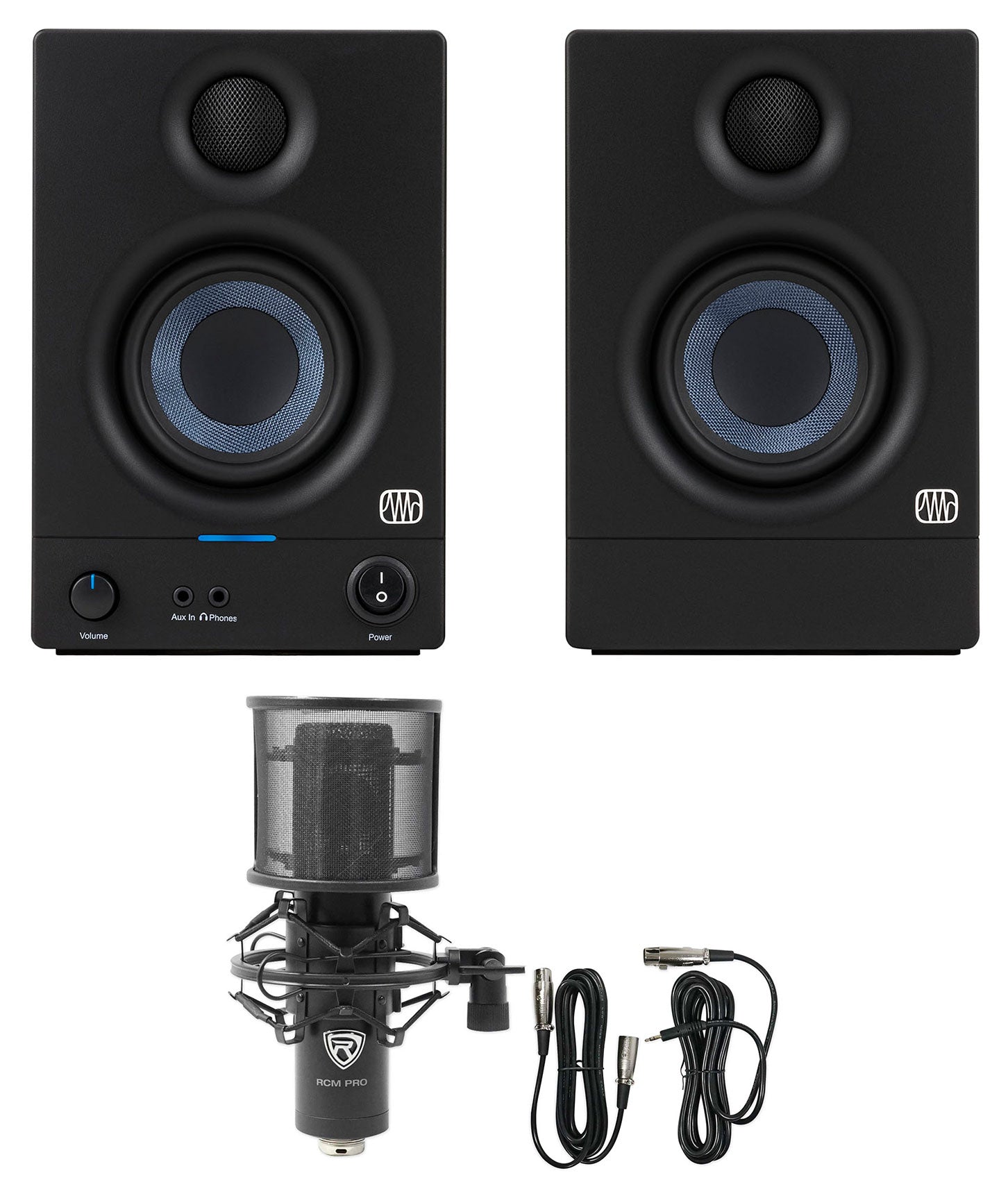 (2) Presonus Eris 3.5 2nd Gen 3.5" Studio Monitors Speakers+Recording Microphone