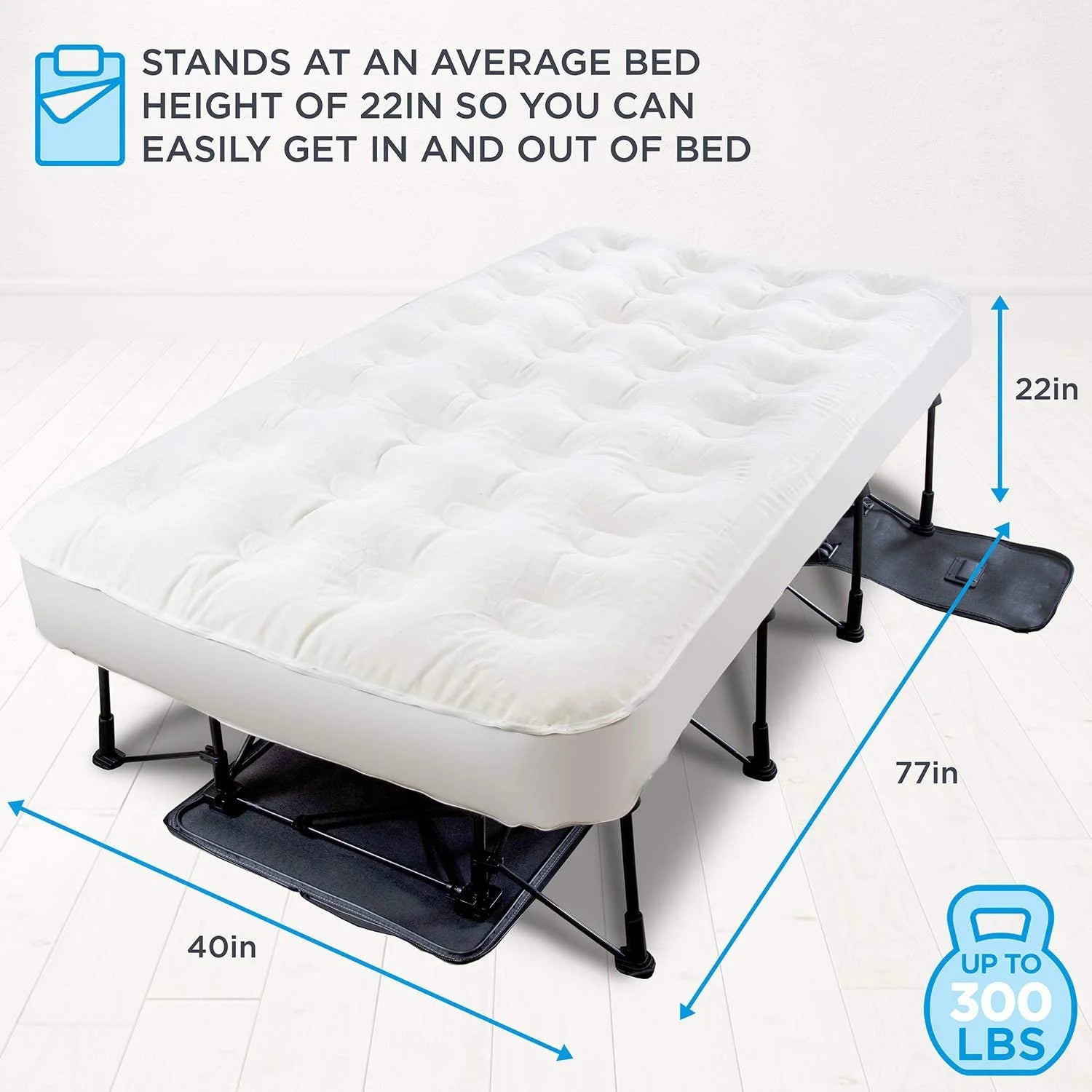 Queen Air Mattress with Frame & Rolling Case Self Inflatable a7
