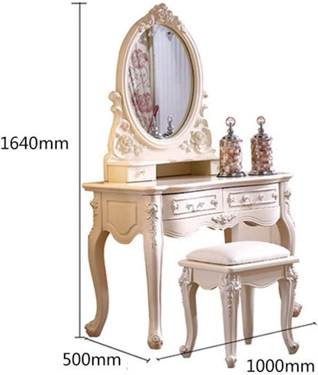 Dressing Vanity Table with Stool for Bedroom Solid Wood A7