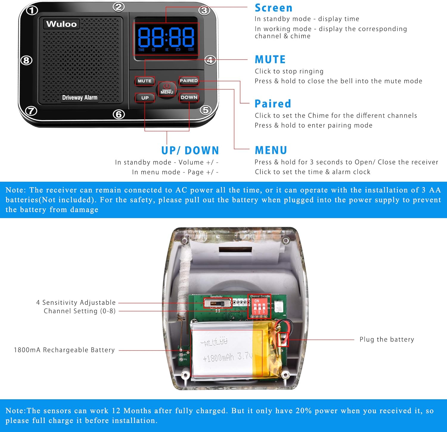 Wireless Driveway Alarm Outdoor Motion Sensor Detector System A7