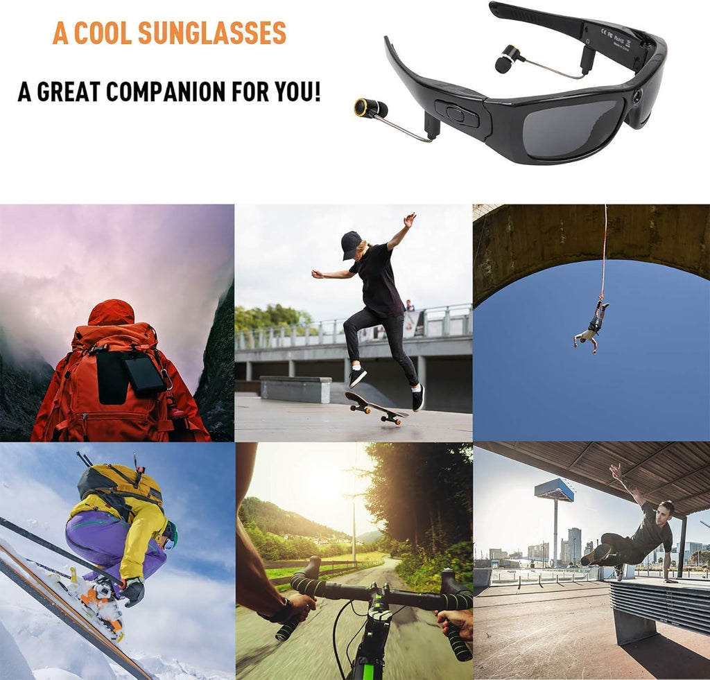 Bluetooth Sunglasses Camera Full HD 1080P Sports Polarized UV Protection A7