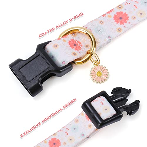 Dog Collar with Pendant for Small Medium Large Dogs White Peach A7