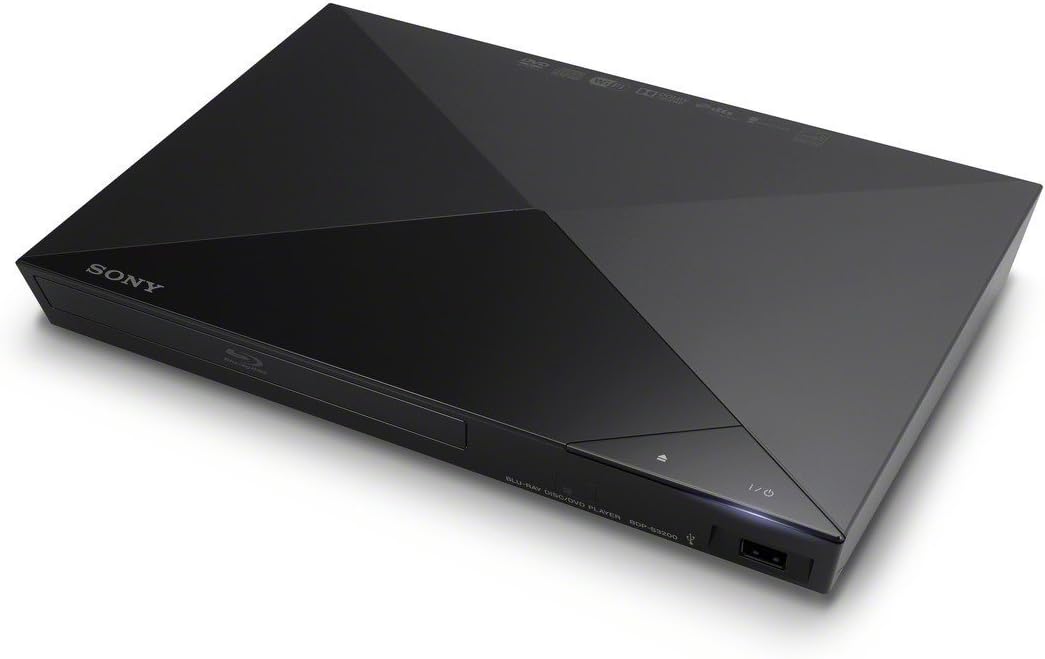 Sony BDP-S3200 Blu-ray DVD CD 1080p Full HD Disc Player With Built-in Wi-Fi and Streaming Apps, Plus HDMI Cable (Renewed)