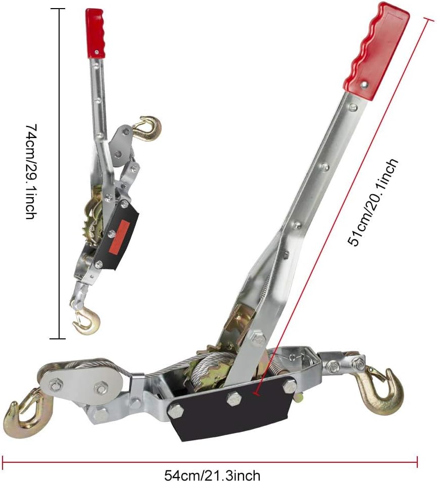 4-Ton Dual Gear Power Puller with Cable Rope, 3 Hooks H8k