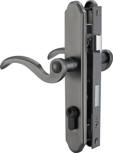 Solid Brass Lever Handle Set for Screen & Storm Doors Replacement, Mortise Lock Only for 1" or 1.38" Thickness of Left-hinged Outswing Door, Brushed Polished Brass