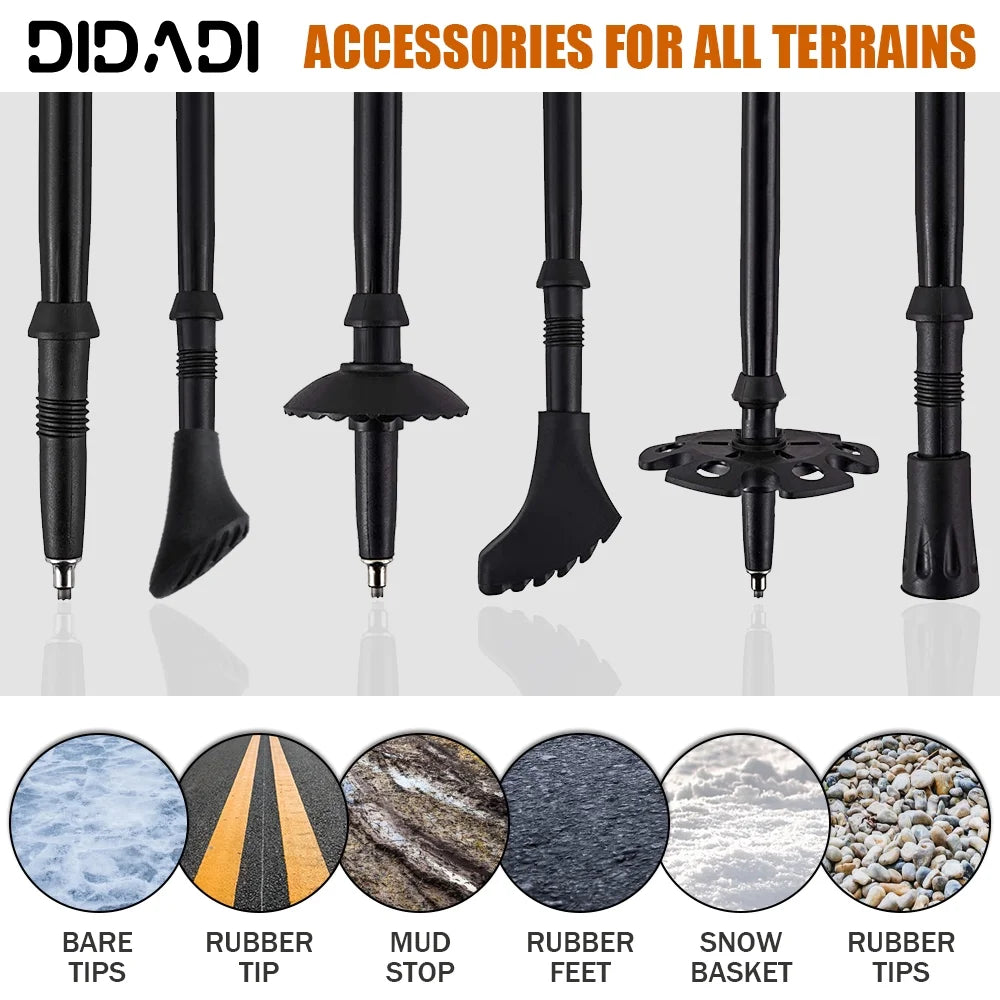Carbon Fiber Hiking Poles Anti-Shock Quick Lock Lightweight Adjustable Trekking Sticks A7