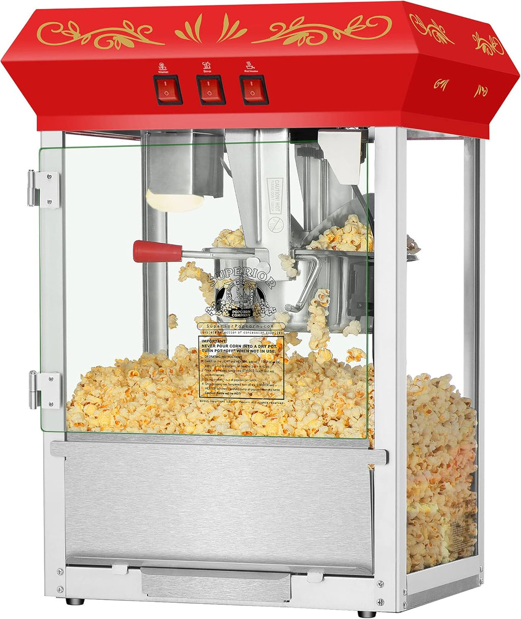 Superior Popcorn 3-Gallon Countertop Movie Night Popcorn Popper - Red