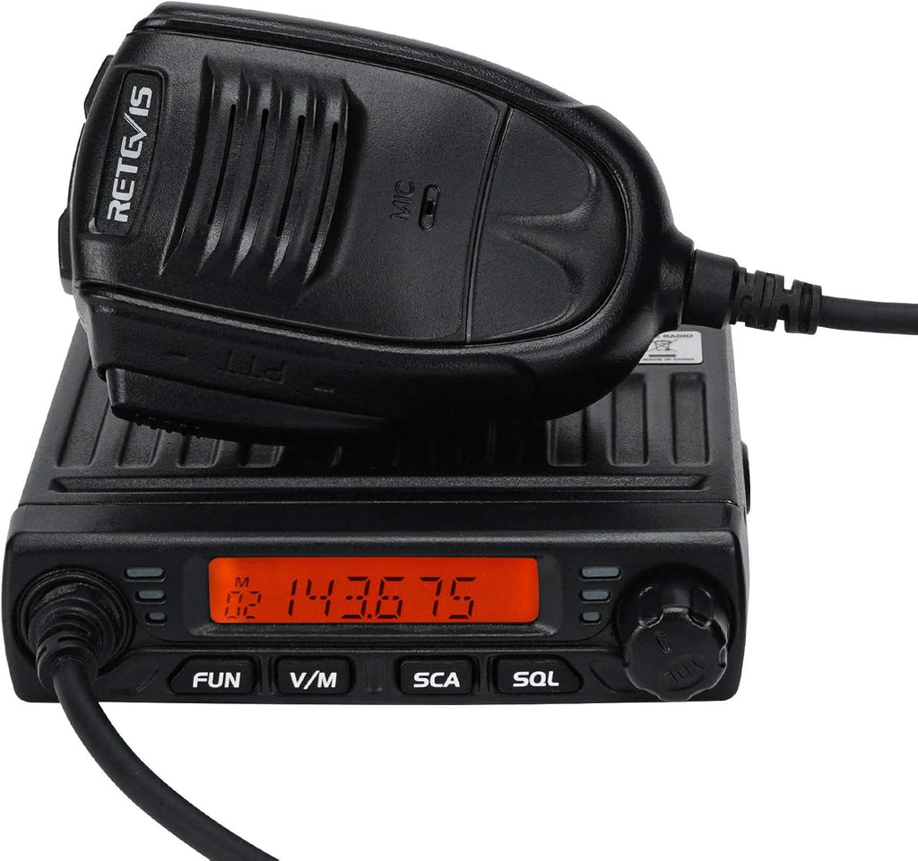 Retevis RT98 Mobile Radio Long Range Micro Mobile Transceiver LCD Display 199 Ch CTCSS DCS Lock Mobile Car Radio with Handheld Microphone(1 Pack)