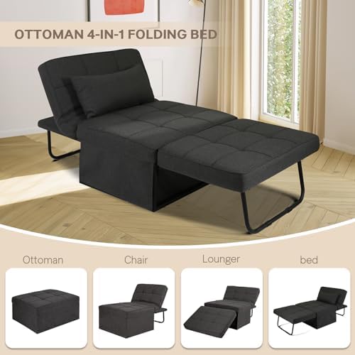 Sleeper Chair Sofa Bed 4-in-1 Convertible Futon with Adjustable Backrest Beige k7
