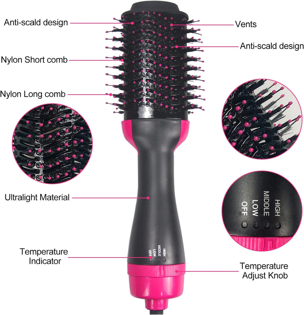 Hair Dryer Brush 4 in 1 Styler with Negative Ion Anti-frizz A8