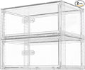 2 Pack Large Clear Stackable Storage Drawers 27QT, Easily Assemble Plastic Closet Storage Bins, Dust-Proof UnderBed Organizer for Clothing, Sweater Organization