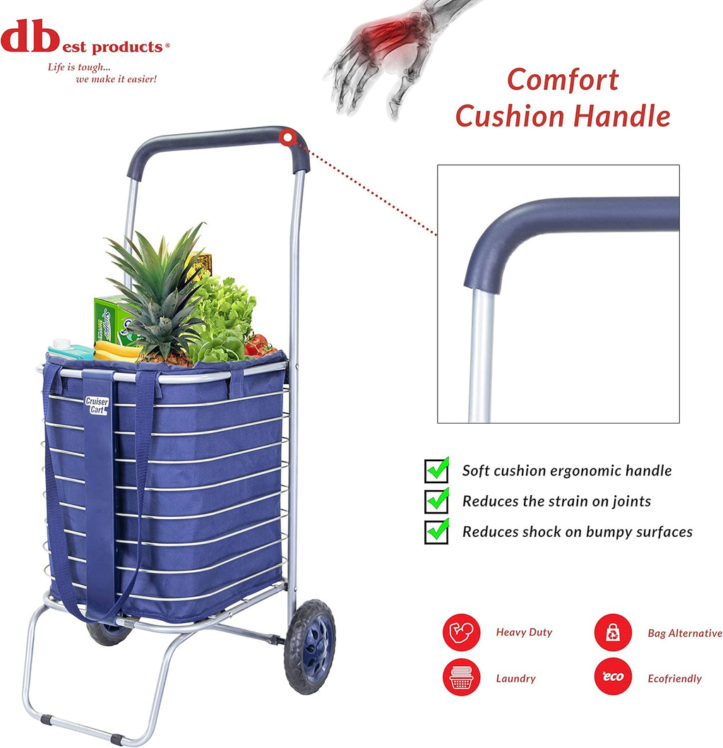 Cruiser Cart with Bag Bundle Rolling Folding Laundry Basket on Wheels A7