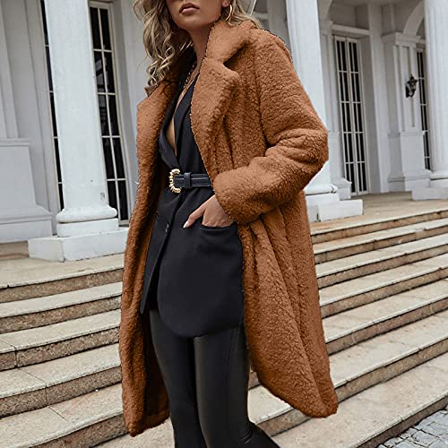 Womens Winter Fleece Long Cardigan Coat A7