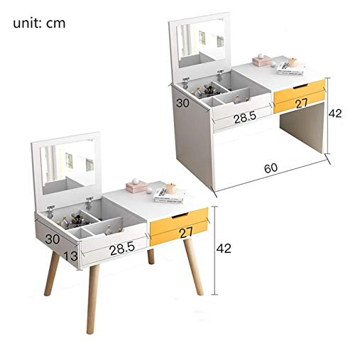 Makeup Vanity Desk with Flip Top Mirror and Drawers W7k