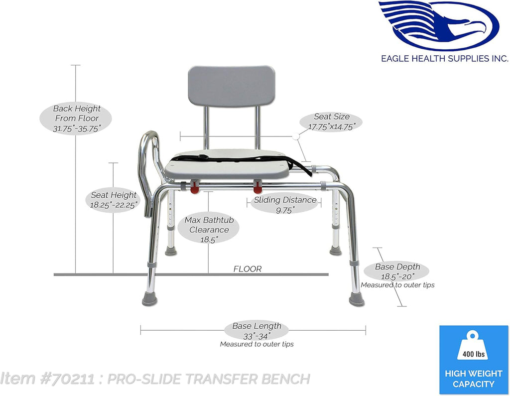 Bathtub Transfer Bench with Sliding Shower Seat a7