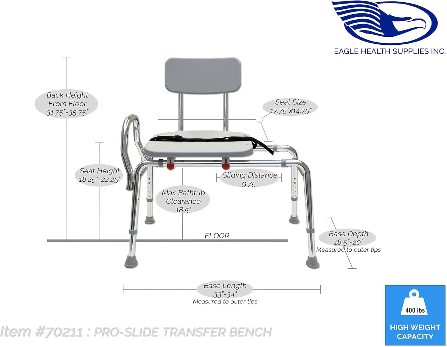 Bathtub Transfer Bench with Sliding Shower Seat a7