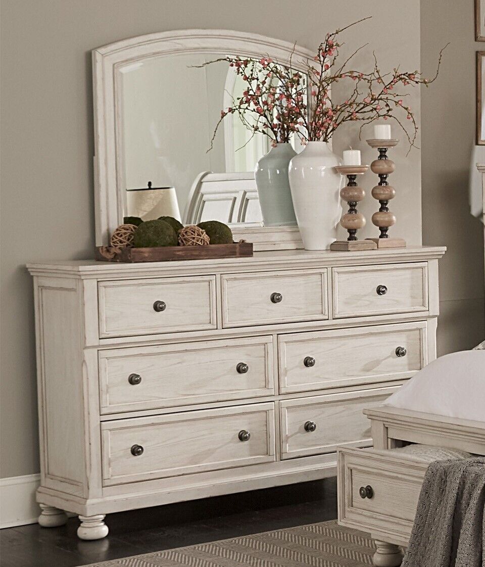 Queen Bedroom 6pc Set with Storage White Finish A7