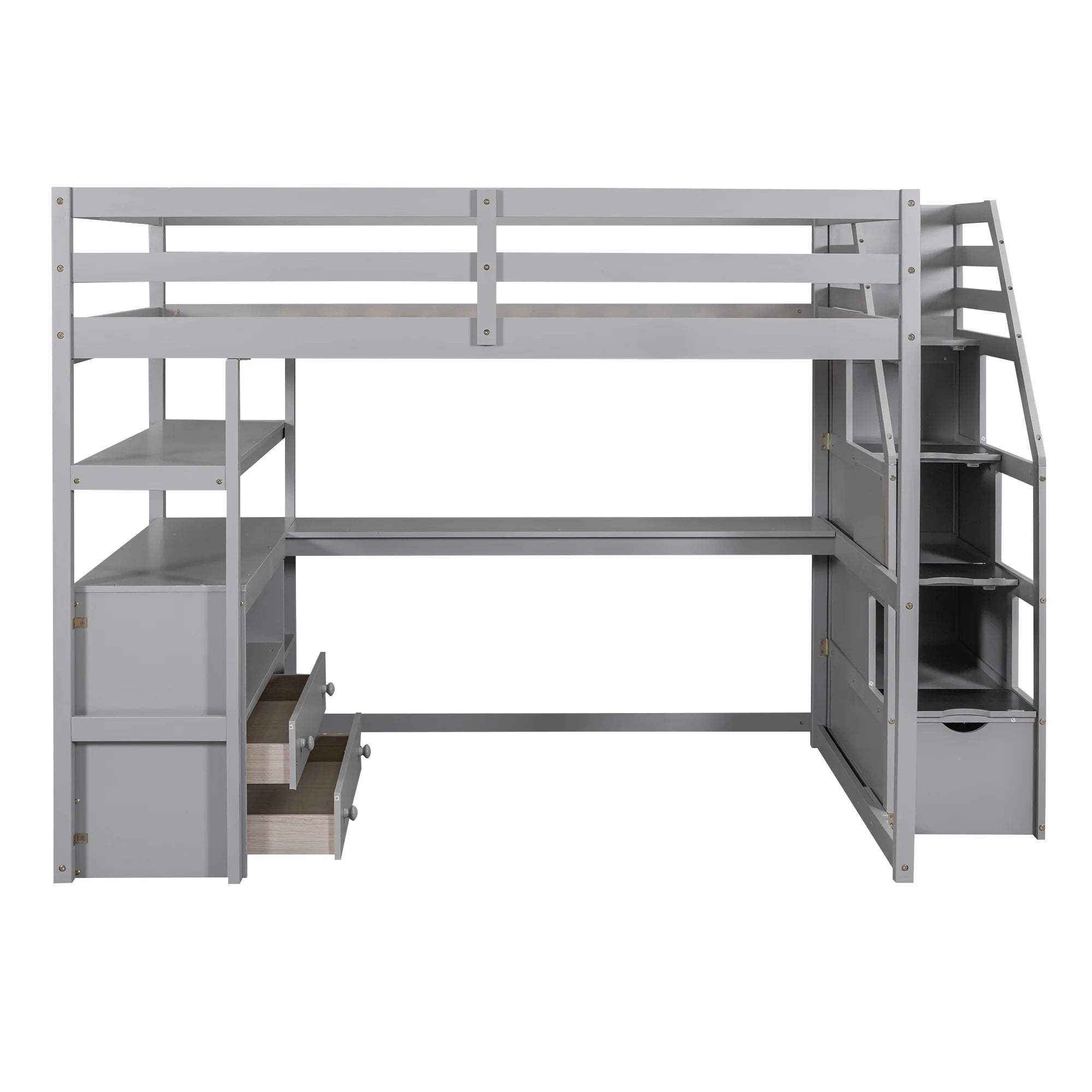 Full Loft Bed with Desk, Storage Stairs & Drawers k7