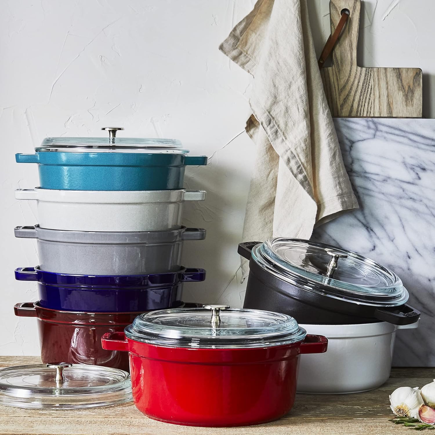 Cast Iron Dutch Oven 4-qt Round Cocotte with Glass Lid k7