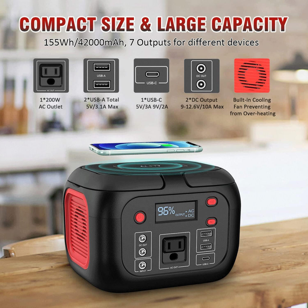 Portable Power Station 42000mAh AC Outlet 200W Wireless Charger k7