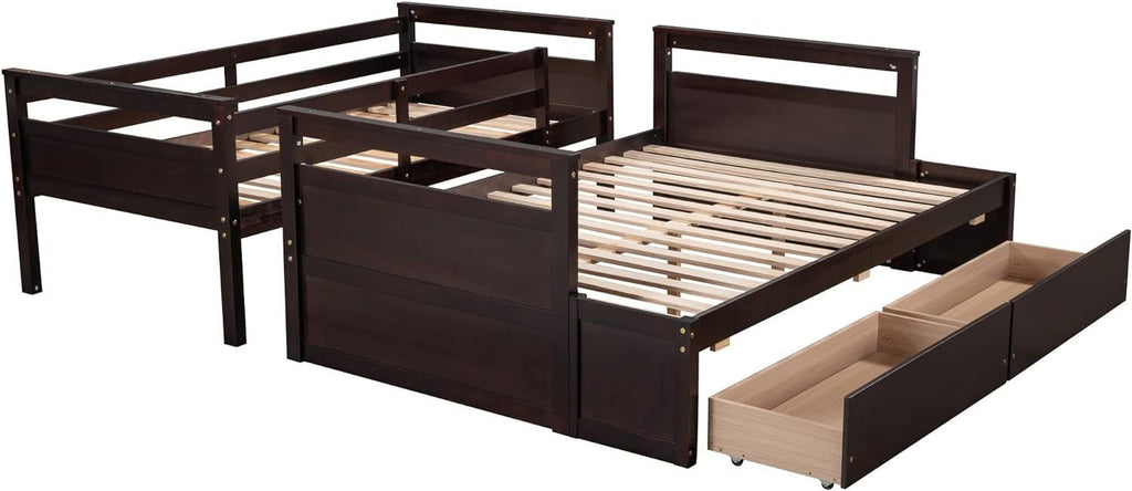 Bunk Bed with Storage and Drawers, Convertible to Two Beds 7k