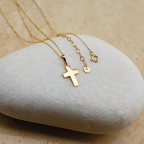 14K Solid Gold Cross Necklace for Women Christian Crucifix k7