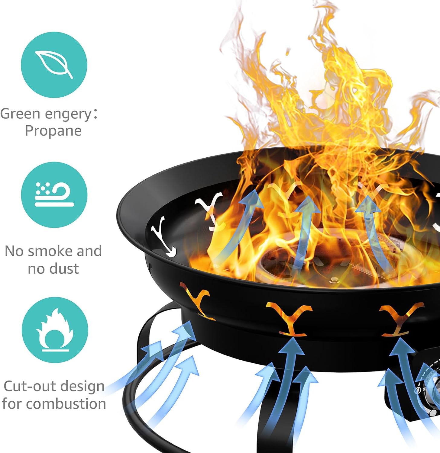 Portable Propane Fire Pit for Camping Outdoor Patio Gas Fireplace k7