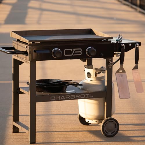 Propane Gas Griddle with Cart 2 Burner Flat Top Grill, Black 4k