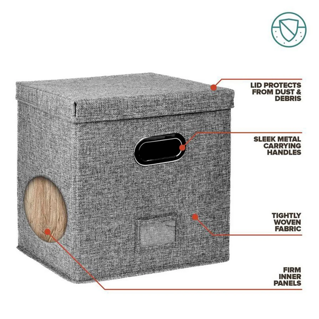Vinyl Record Storage Box with Lid and Handles 7k