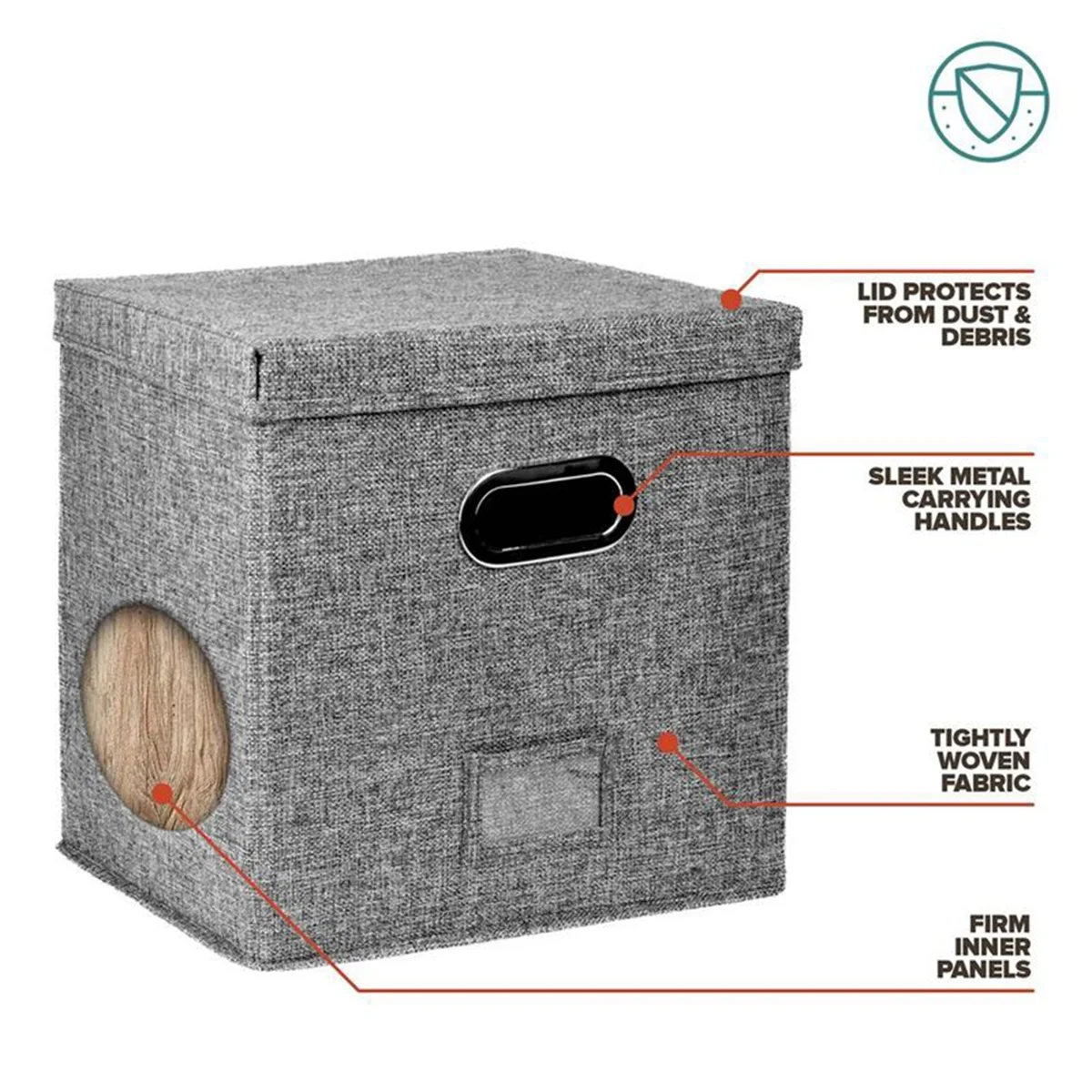 Vinyl Record Storage Box with Lid and Handles 7k