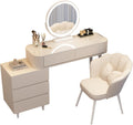 Scalable Modern Style Makeup Vanity Table with Lighted Mirror, 3 Lighting Modes Adjustable, Fashion Bedroom Large Capacity Dressing Table as for Parents Wife or Girlfriends