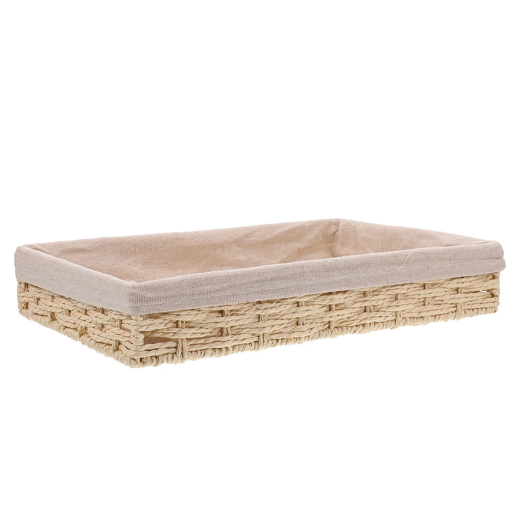 Woven Storage Basket Rattan Bin Beige k7