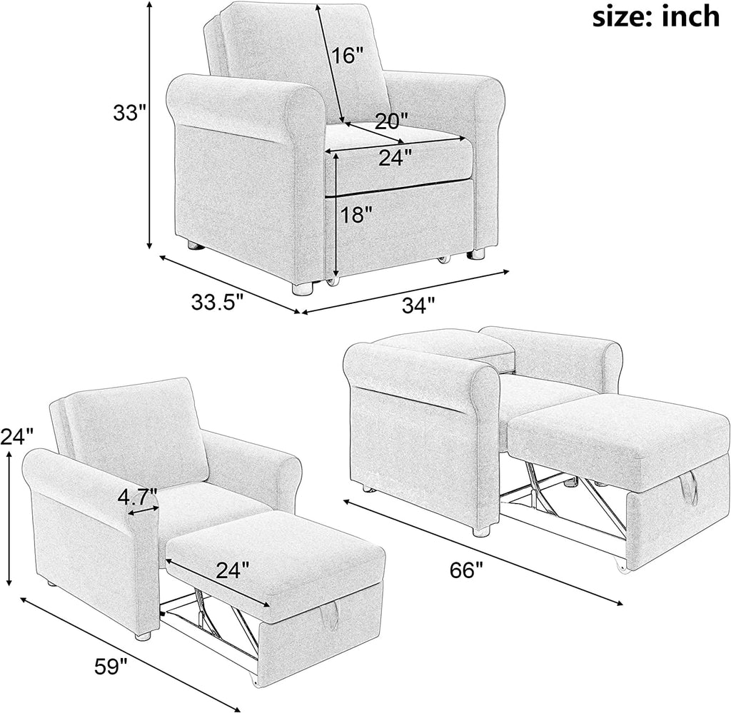 Sleeper Chair Convertible Sofa Bed Dark Blue k7