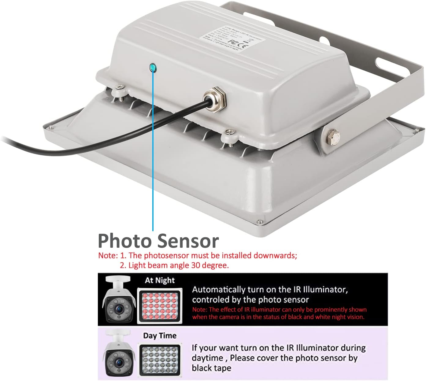 IR Illuminator 330ft 30-LED 850nm Waterproof Metal Housing A7k