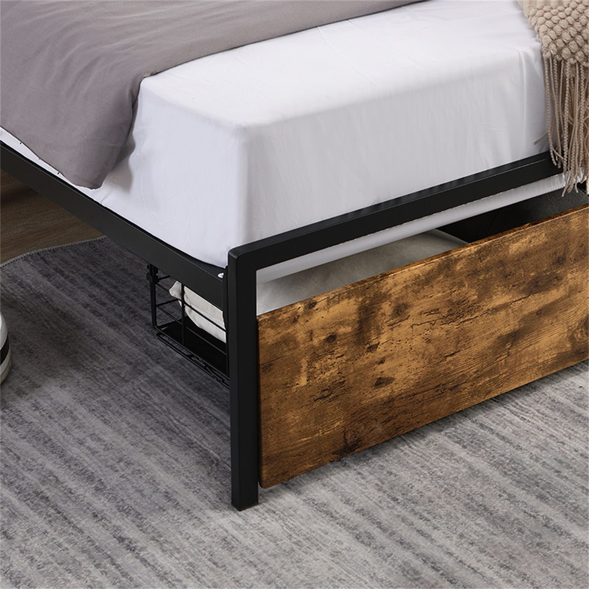 Bed Frame with Storage Headboard and Charging Station k7