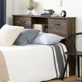 Old World Charm Engineered Wood Rectangular Full Bookcase Headboard Fall Oak with Storage and Sliding Doors, 64.5" (L) x 15.5" (W) x 4.5" (H)