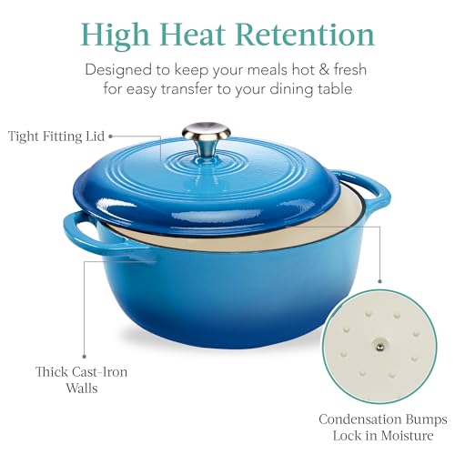 Enamel Cast-Iron Round Dutch Oven with Lid, 6 Quart, Red k7
