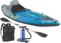 Sevylor QuickPak K1 1-Person Inflatable Kayak, Kayak Folds into Backpack with 5-Minute Setup, 21-Gauge PVC Construction; Hand Pump & Paddle Included